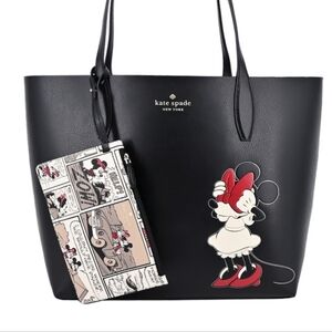 Kate Spade Black Tote Bag with Minnie Mouse Design